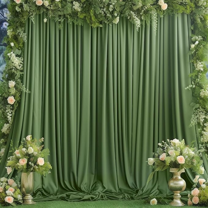 4 Panels Valley Green Backdrop Curtain for Parties Wrinkle Free Dark Green Photo Curtains Backdrop Drapes Fabric Decoration for Baby Shower Birthday Party Photography 20ft(W) x 10ft(H) - Image 6