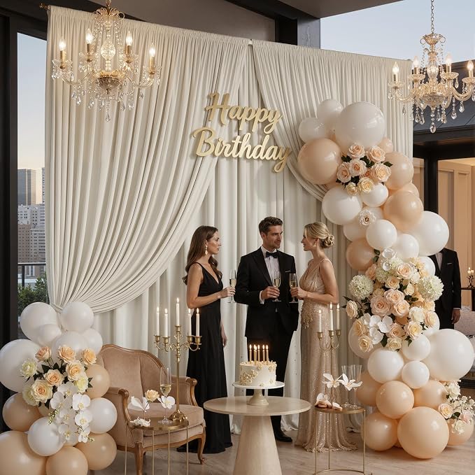 40ftx10ft Wrinkle Free Beige Backdrop Curtains for Parties, 8 Panels 5x10ft Silky Polyester Photo Backdrop Drapes Back Drop Cloth Drapery for Wedding Birthday Photography Background - Image 7