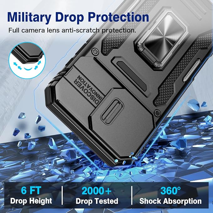 VEGO for iPhone 16 Pro Max Case with Privacy Screen Protector Black | Slide Camera Cover & Ring Kickstand Military Grade Heavy Duty Protection Cover for iPhone 16 ProMax 5G 6.9 Inch - Black - Image 6
