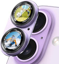CACOE Metal Camera Lens Protector for iPhone 16/16 Plus/17 Cover | Tempered Glass Cover, Anti-Scratch, Drop-Proof, Strong Adhesion, Camera Screen Cover Accessories, Purple by CACOE