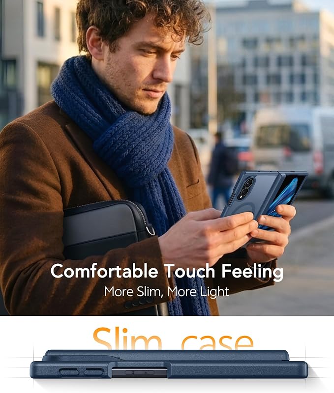 FNTCASE for Samsung Galaxy Z Fold 8 Case, Fit for Magsafe, Hinge Protection | Screen Protector, Translucent Matte Magnetic Back, 18FT Military Grade Drop Proof, Protective Phone Cover, Blue - Image 7
