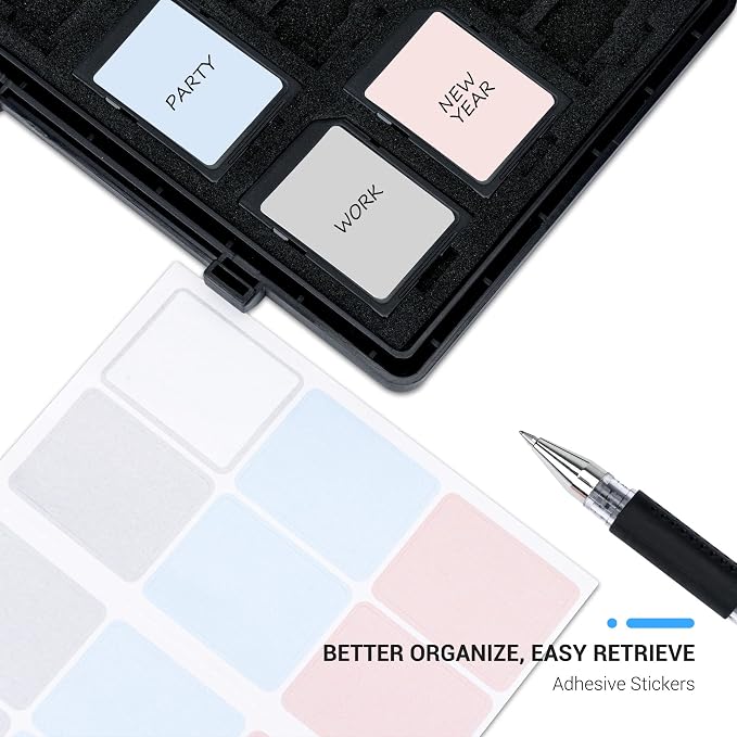 JJC 45 Slots Compact Memory Card Case Holder for SD, CFexpress Type A Type B/XQD, Micro SD/TF, CF Cards, Water-Resistant Anti-Shock Anti-Dust, Slim Memory Card Holder Organizer Storage Box with Labels - Image 2