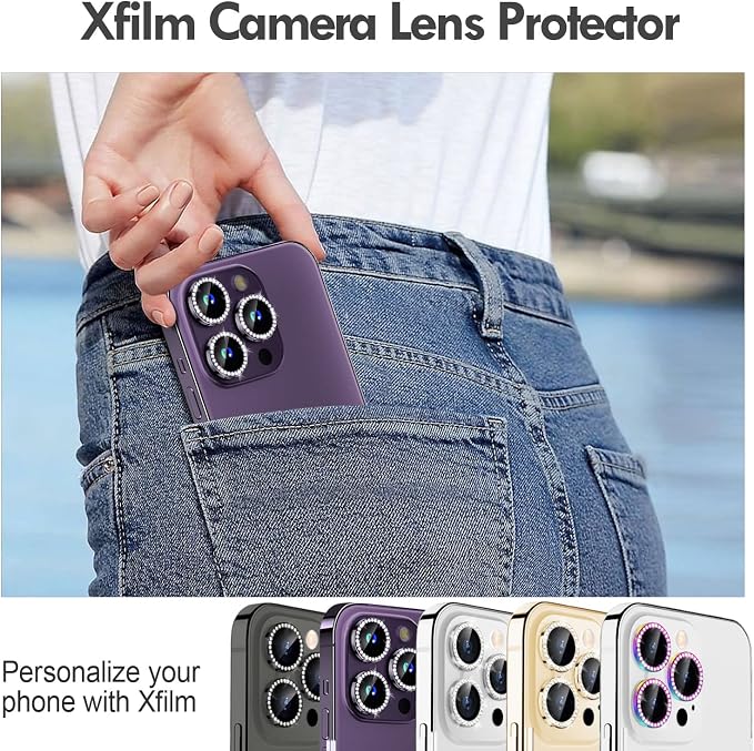 for iPhone 14 Pro/14 Pro Max Camera Lens Protector Diamond, Purple | Individual Metal, 9H Hardness, Scratch Resistant, Shockproof, Drop Protection, Case Friendly, Stylish Accessories - Image 5