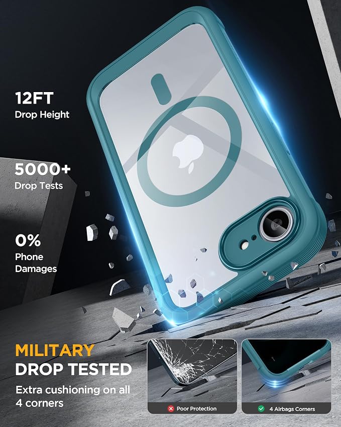 miracase for iPhone 17e & 16e Case with Built-in Private Screen Protector, [Magnetic with MagSafe] Full-Body Phone Cover Military Drop Proof 17 E/ 16 E Bumper 6.1 inch, Green - Image 5