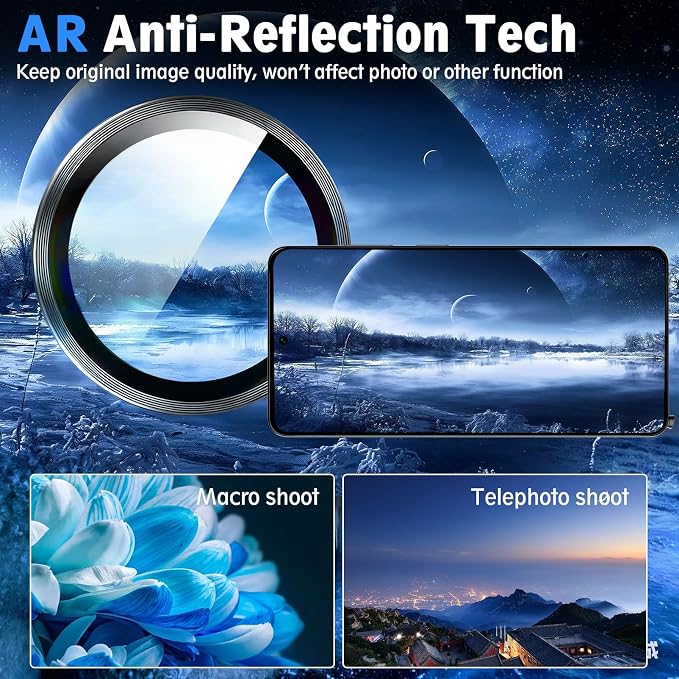 SiHPuoy 2Set Camera Lens Protector for Samsung Galaxy S26 Ultra, Black | 9H+ Tempered Glass, Military Grade Shatterproof, Anti-Scratch,Case Friendly,HD Metal Camera Cover,Does not Affect Night Shots - Image 7