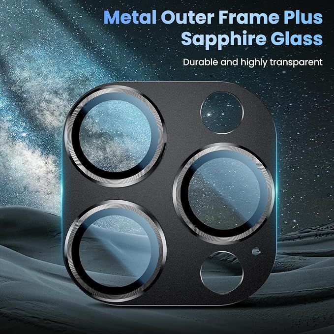 Uyiton for iPhone 16 Pro/iPhone 16 Pro Max Camera Lens Protector | Not Easy to Break, Strong Adsorption, Case-Friendly, Metal 9H Sapphire Glass Rear Camera Screen Cover, Black Titanium - Image 4