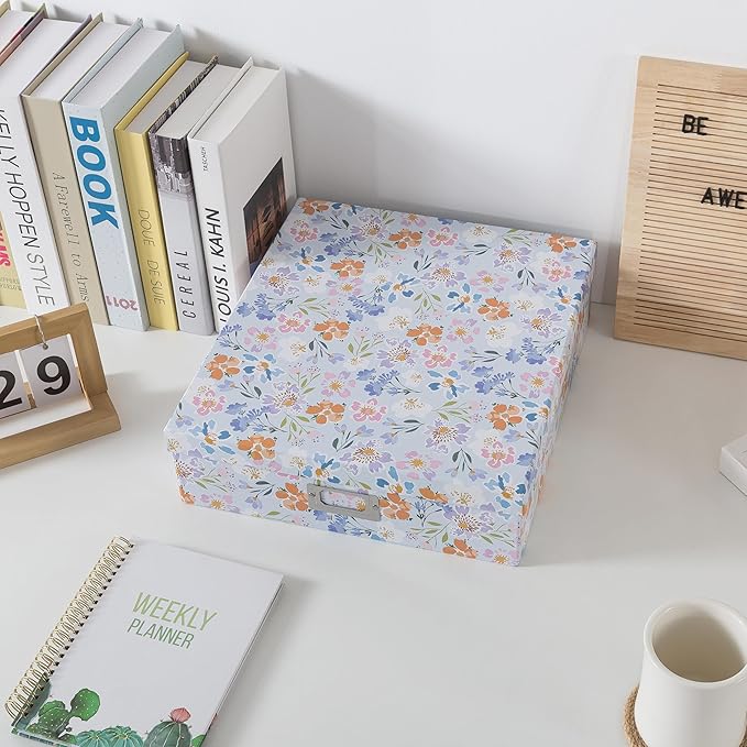 Soul & Lane - Keepsake Memory Storage Box, 14.8x13x3.7 In, Lavender Meadow | Large Scrapbook Organizer with Lid for Photos, Letters and Memorabilia, Cute Floral Document Storage for School Memories - Image 5