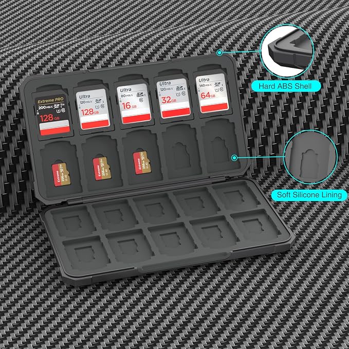 SD Card Holder with 40 Card Slots for SDXC Micro SD Cards | Hard ABS Shell & Soft Silicone,Dedicated Card Slots,Magnetic Closure,Portable Memory Card Holder for Daily Travel - Image 4