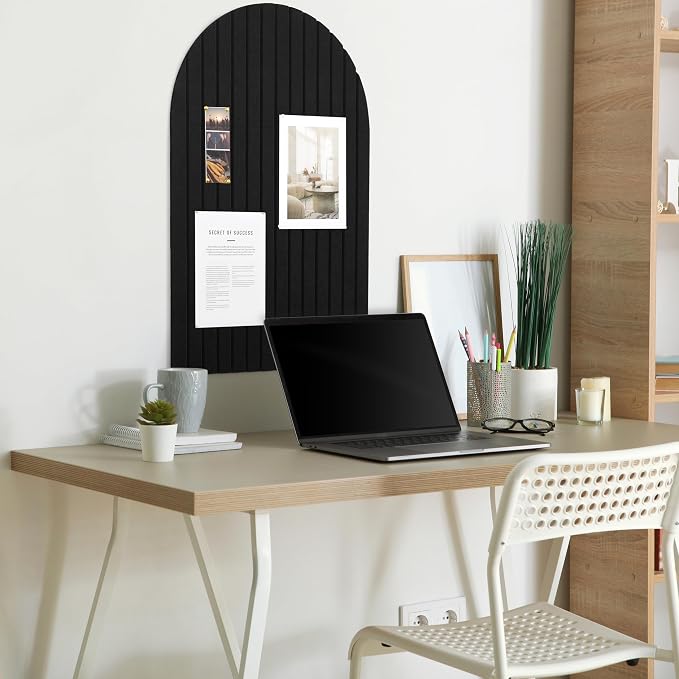 Large Arched Felt Bulletin Board - 6 Customizable Adhesive Tiles with Pins | Stylish 35" X 24" Cork Board Alternative for Office and Wall Decor - Perfect to Display Your Photos - Image 3