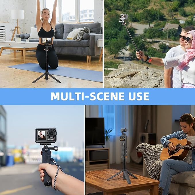 20" Osmo Pocket 3 4 Tripod, Xtra Muse Mini Table Desk Extendable Stand Small Handheld Selfie Stick Quick Release 1/4 Screw Vlog for DJI Action 6 5 Pro 4 for Insta360 X4 X5 Luna Ultra Accessories - Image 7