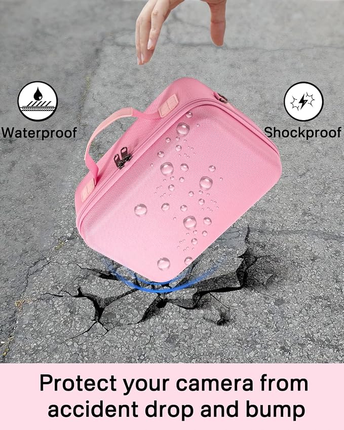 RAIACE Hard Carrying Case Compatible with Canon EOS Rebel T7/ T100/ T6/ R100/ R50/ R5/ R7/ R8, for Sony, for Nikon Camera. Large Capacity Camera Bag for Lens, Cables, Cards and Accessories. - Pink - Image 7