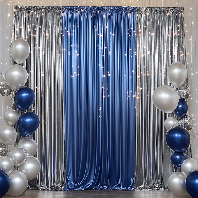 Outpain Thick 20 ft x 10 ft Black Silver Sequin Backdrop Curtain for Parties, Wrinkle Free Glitter Photo Backdrop Drapes 4 Panels 5x10ft Black Silver Back Drop Cloth for Wedding Photography Background - Image 6