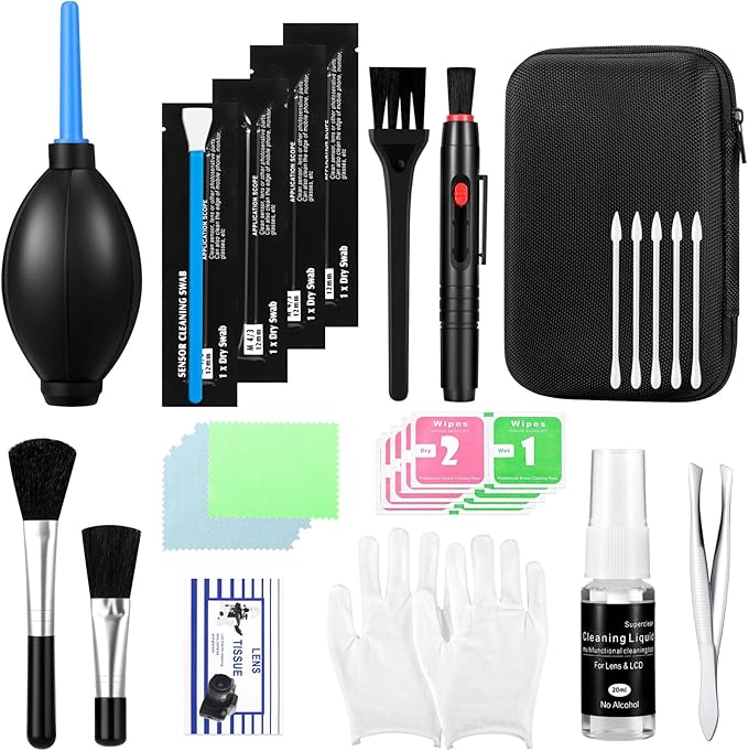 Camera Lens Cleaning Kit - Mirrorless and DSLR Camera Cleaning Kit, Including Lens Paper/Blower, Cotton swabs, dust Free Cloth, Lens Pen, Cleaning Brush - Image 2