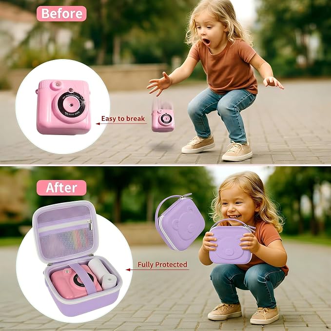 PAIYULE Kids Instant Print Camera Case for ESOXOFFORE for Dylanto | Hard Shell,Mesh Pocket,Wrist Strap,for Gofunly,for GREENKINDER,for DUDUDRAGON,for Zostuic,for Careenoah (Box Only)SkyBlue - Image 5