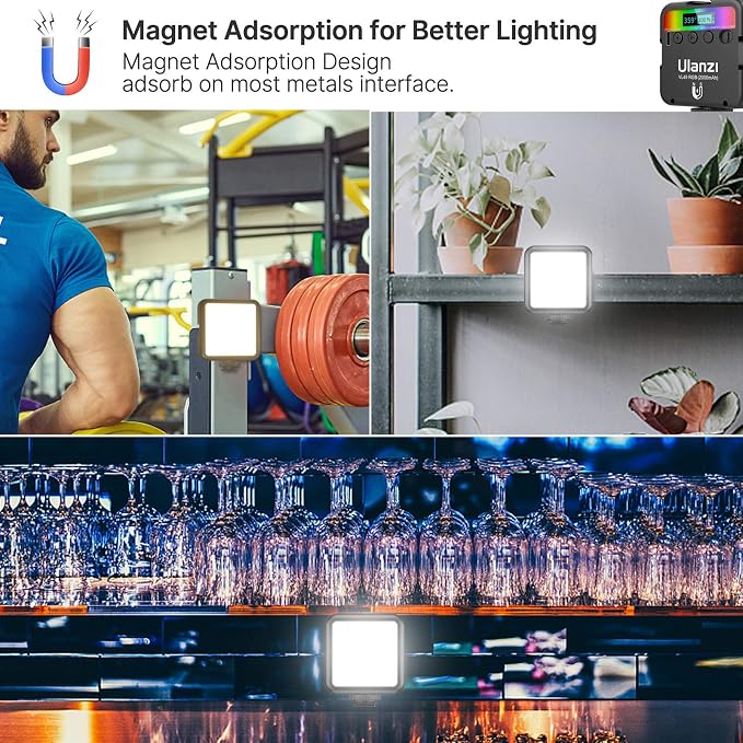 ULANZI VL49 RGB Video Lights LED Camera Light with 3 Cold Shoe & 1/4 Screw | 2500-9000K CRI 95+ 2000mAh Magnetic Rechargeable Small Camera Panel Fill Light for Photography, Content Creator, Streaming - Image 4