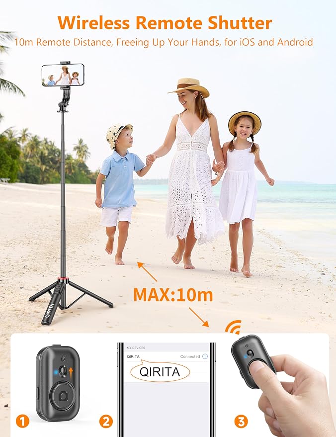 Selfie Stick Phone Tripod with Remote, 51" Aluminum Phone Stand for Cell Phone, 360° Rotation Portable Selfie Stick Tripod for iPhone 15/14 Pro Max/14 Pro/14/13 Pro, Android - Image 6