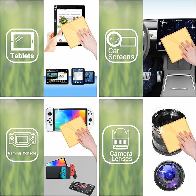 Eco-Fused Microfiber Cleaning Cloths Double-Sided - 5 Pack - 6.6 x 6.2 inch - Microfiber and Suede Cloth for Smartphones, LCD TV, Tablets, Laptop Screens, Camera Lenses (Yellow) - Image 6