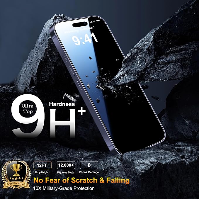 QsmQam 3 Pack Screen Protector for iPhone 17 Pro 6.3 Inch + 1 Pack Individual Camera Lens Protector, Ultra HD Tempered Glass, Military Grade Shatterproof, Case Friendly [with Installation Frame] - Image 3
