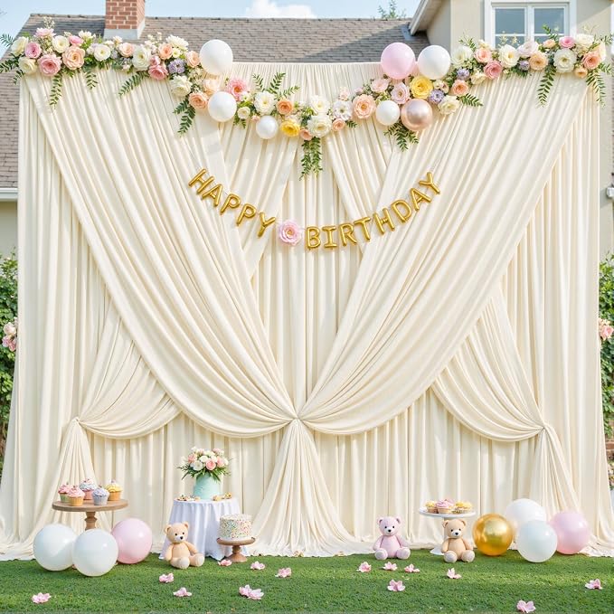 4 Panels Champagne Backdrop Curtain for Parties Wedding Baby Shower Wrinkle Free Photo Curtains Backdrop Drapes Fabric Decoration for Bridal Shower 20ft(W) x 10ft(H) - Image 4