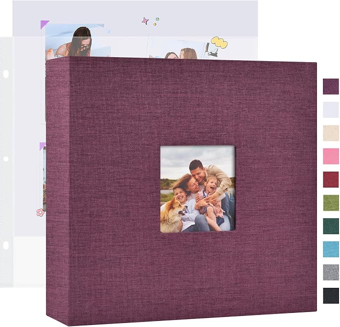 Mublalbum 10x10 Inch 3 Ring DIY Scrapbook Photo Album 80 Pages, Purple | 3 Ring Binder Scrapbook, Linen Cover, 40 Plastic Sleeves 80 Pages, Memory Book for Wedding, Baby, Family, DIY Projects by Mublalbum