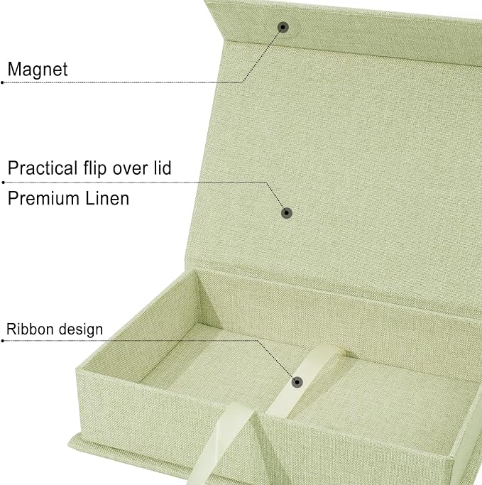 8x10" Archival Photo Storage Box with Lid – Stackable Memory Keepsake Organizer for Photos, Certificates, Jewelry & Scrapbooking Supplies, Photo Cases and Postcard Keeper Storage Container Box Green - Image 8