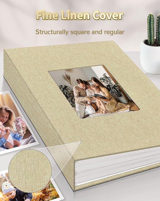 Artfeel Photo Album 4x6 with 300 Pockets,Slip-in Picture Albums,Linen Cover Memory Book with Front Window,White Page Vertical Photo Book for Wedding,Family,Anniversare,Baby,Vacation - Image 6
