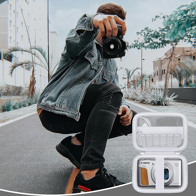 Carrying Case for Canon PowerShot SX740 HS, SX730 HS Camera, White | SX720 HS, SX620 HS, G7 X Mark III, G7 X Mark II Digital Camera, Storage Holder Travel Bag with Mesh Pocket for Battery Pack - Image 7