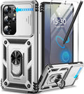 Taisairu for Samsung Galaxy S25 Ultra Case with Screen Protector & Slide Camera Lens Cover, Built-in Magnetic Ring Stand Shockproof Protective Phone Case for Samsung S25 Ultra Case (Silver) by Taisairu