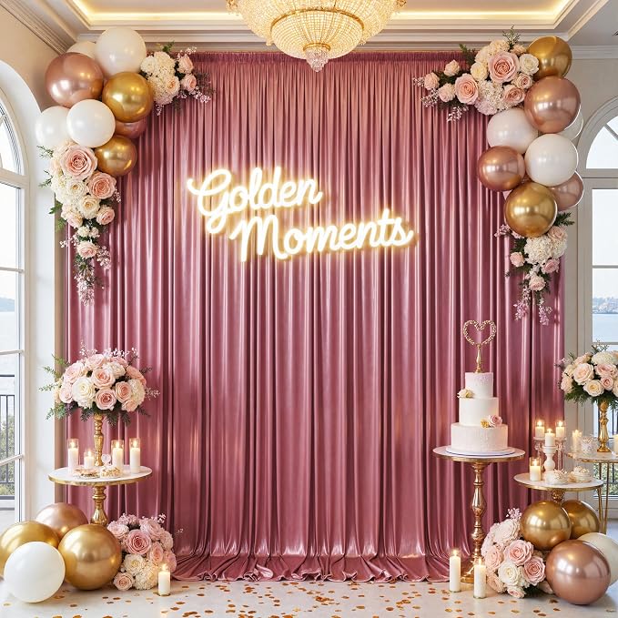10x10ft Thick Rose Gold Glitter Backdrop Curtain Panels for Parties, Wrinkle Free Sequin Sparking Photo Backdrop Drapes, 2 Panels 5x10ft Shimmer Back Drop Cloth for Wedding Birthday Photography - Image 3