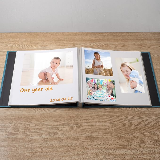 Large Photo Album Self Adhesive Scrapbook Album for 4×6 8×10 Pictures DIY Magnetic Linen Cover Album 40 Pages for Family Wedding Gifts with Metal Pen and Plastic Board - Image 3