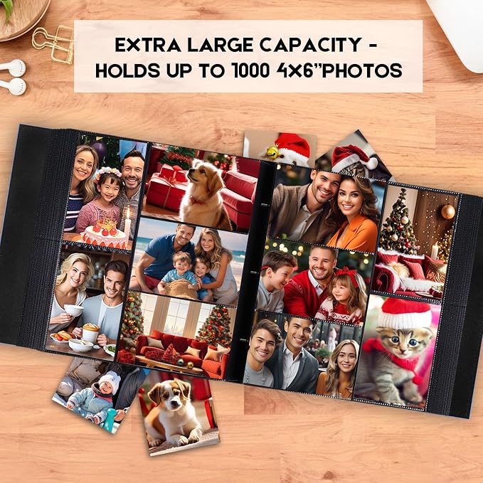 Extra Large Capacity 4x6 Photo Album, Holds 1000 Photos, Blue | Linen Hardcover, Horizontal & Vertical 4x6 Pockets, Removable Acid-Free Pages, Front Display Window, Family, Wedding & Travel - Image 2