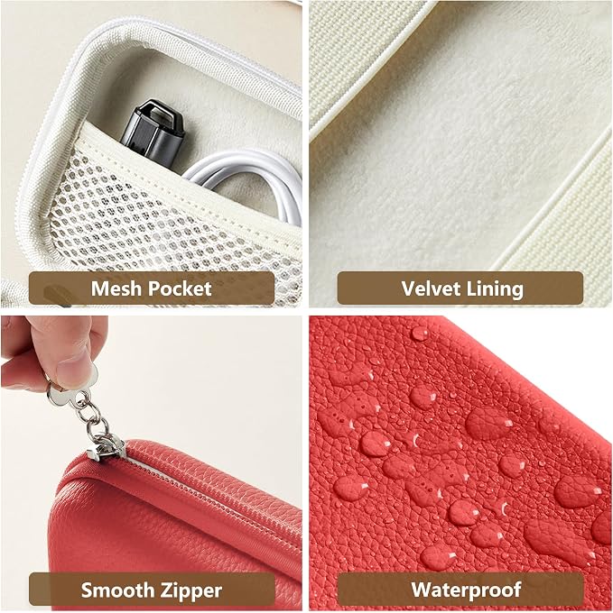 Digital Camera Case for KODAK PIXPRO FZ55/FZ45, Case Only, Tomato Red | Fits CAMKORY DC403 and Canon PowerShot ELPH 360 HS Compact Digital Cameras, Small Hard Shell Camera Pouch with Mesh Pocket - Image 6