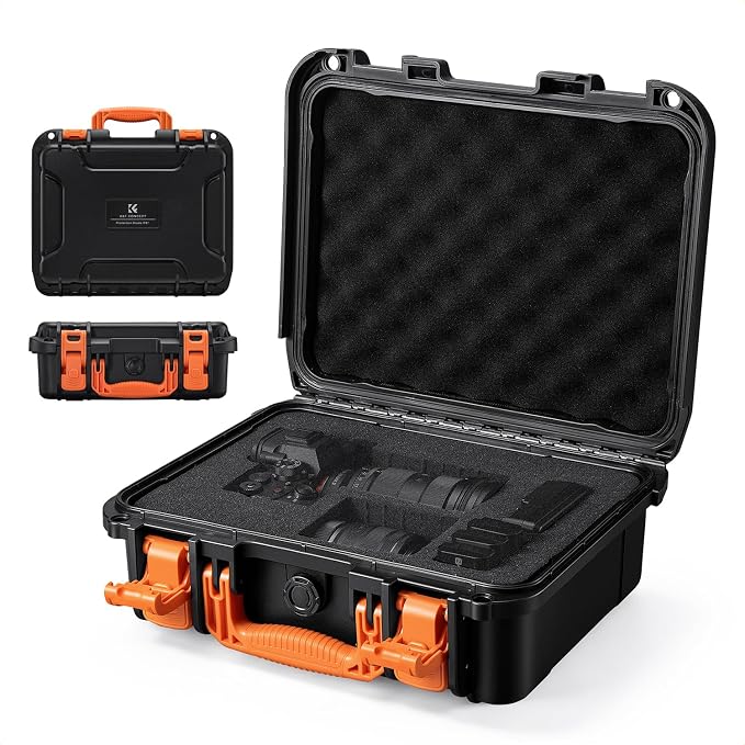 K&F CONCEPT Waterproof Hard Case, IP67 Protective Case with Pre-Scored Foam | Pick & Pluck Foam, Waterproof, Dustproof, Shockproof, HardShell Case for Camera & DJI Drone & Equipment Storage, BC01 by KFCONCEPT