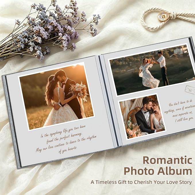Popotop Photo Album Self Adhesive with Picture Display Window,60 Pages DIY Scrapbooking Supplies Kit for 4x6 8x10 Picture,Linen Cover Memory Book for Baby Wedding, with Scraper and Metallic Pen - Image 5