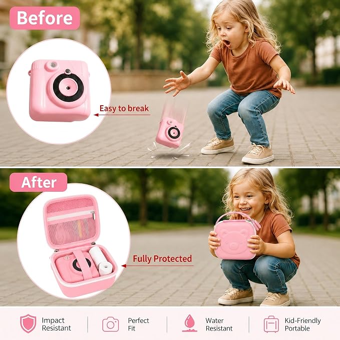 PAIYULE Kids Instant Print Camera Case for ESOXOFFORE for Dylanto | Hard Shell,Mesh Pocket,Wrist Strap,for Gofunly,for GREENKINDER,for DUDUDRAGON,for Zostuic,for Careenoah (Box Only)SkyBlue - Image 3