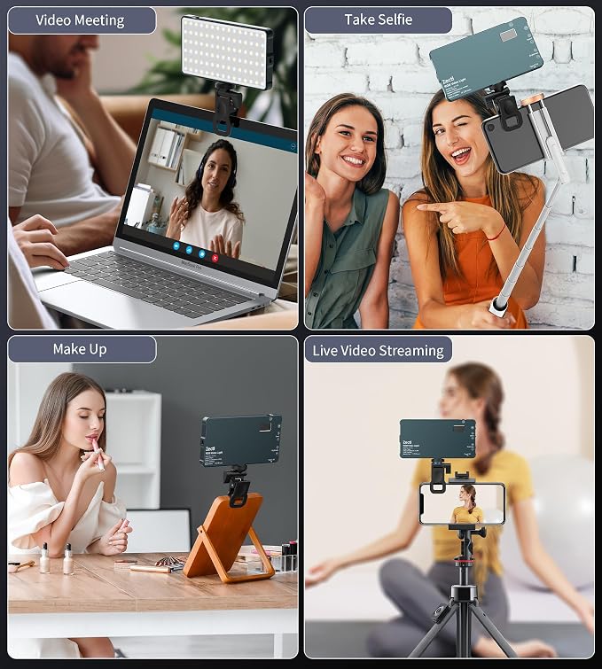Zecti 135 LED Selfie Camera Phone Light with Metal Hotshoe & Clip | 4000mAh CRI 96+ RGB Video Light, 2500K-9900K 21 Scenes Portable Camera Light for TikTok,Content Creator,12W Max Output Power - Image 5