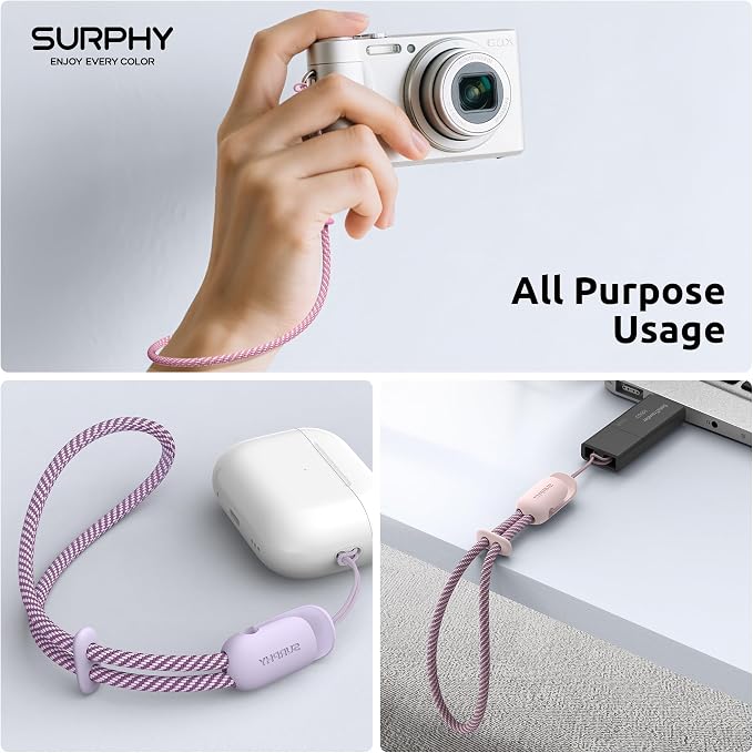 SURPHY 3 Pack Phone Wrist Strap, Phone Lanyard with Cellphone Tether Tab | Phone Strap Charm, Camera Wrist Strap with 2-Color Braided, Phone Wristlet, Wrist Lanyard for Case - Image 7