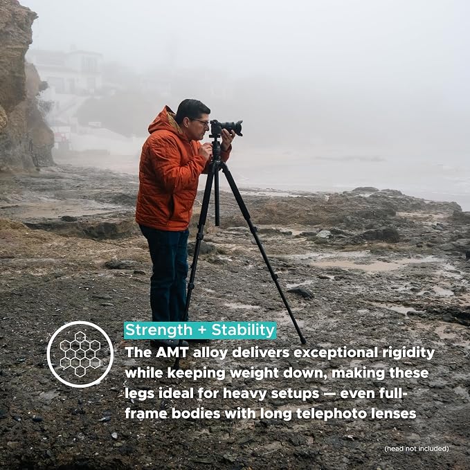 SLIK Pro 700 DX Black Tripod Legs 71" - AMT Alloy, Supports Up to 44lbs | For Telephoto Lenses, Spotting Scopes & Filmmaking Cameras - 40% Greater Weight-to-Strength - 2-Part Center Column - Image 5
