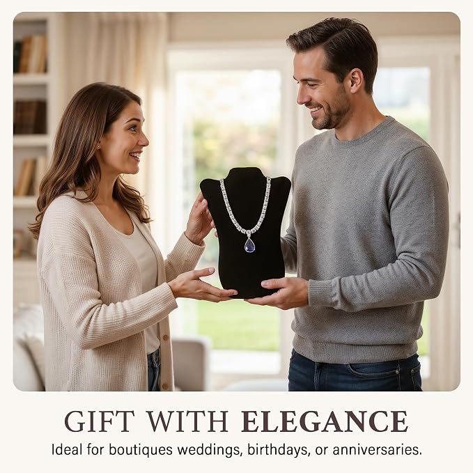 RJ Displays Jewelry Display for Vendors, Velvet Necklace Display Stand Holder, Jewelry Stand Necklace Holder for Vendors. Jewelry Display Stand 14” H. (Black and White) - Image 7