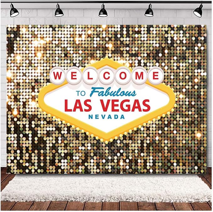 Welcome to Las Vegas Party Photography Backdrops 7x5ft Fabulous Casino Poker Movie Themed Photo Background Vintage Costume Dress-up Birthday Prom Ceremony Baby Shower Banner Supplies Props Vinyl - Image 3