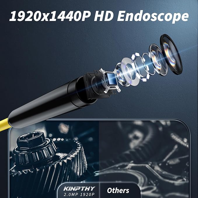 Endoscope Camera with Light,1920P HD Borescope Tools with 8 Adjustable LED Lights, Endoscope with Semi-Rigid Snake Camera, IP67 Waterproof Inspection Borescope for iOS and Android-32.8ft Single Lens - Image 7