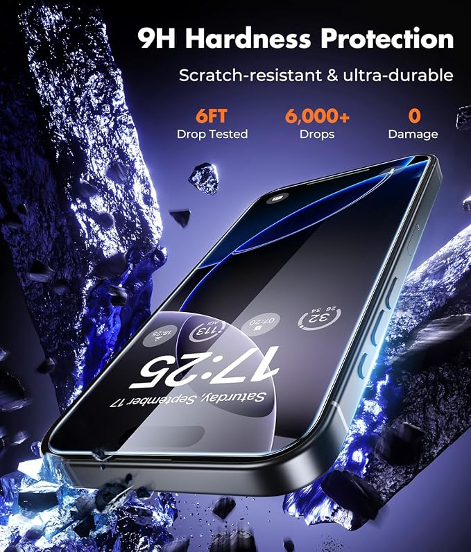 UNBREAKcable iPhone 16 Pro Screen Protector & Camera Lens Protector | Upgraded Dual-Tempered Glass with Military-Grade 9H Hardness, 3-Pack,HD Clarity, Anti-Fingerprint, Case Friendly, Fits 6.3'' - Image 3