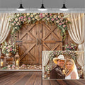 7x5ft Wedding Backdrop Rustic Floral Flower Wooden Wall Backdrop Bridal Baby Shower Ceremony Photography Background Shabby Chic Countryside Western Anniversary Wedding Party Birthday Photo Prop by Mtsxfy