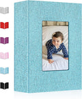Photo Album 4x6,Linen Cover Slide-in Photo Album Book Can Holds 200 4x6 Photos with 50 Black Sheets for Baby Family Pictures Artwork or Postcards Storage (Denim Blue) by EJBLFEPremiumPhotoAlbums