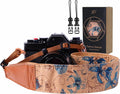 Padwa Lifestyle Cork Camera Strap - 2" Top Layer Cowhide Head Camera Straps for Photographers,Natural Log Crackle Art Print Style,Soft Chamois Velvet Padded Strap Quick Release fits All Cameras by PadwaLifestyleCameraStrap