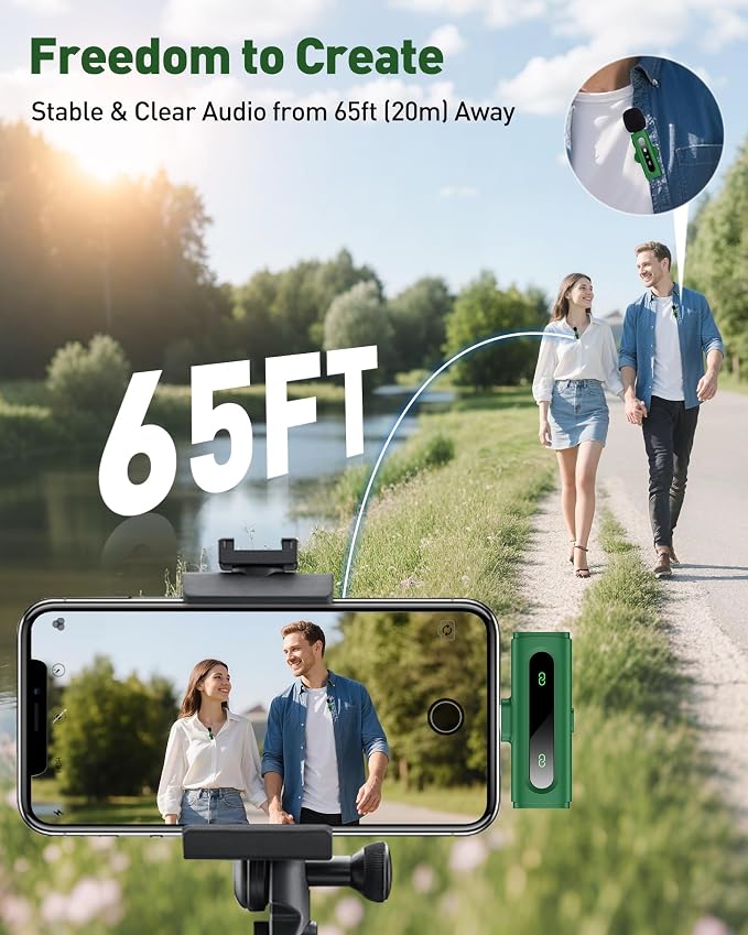 USB C Wireless Lavalier Microphone for iPhone, iPad & Android Phone, Green | 360° Rotatable Clip, Clear Indicator Light, Noise Reduction, Plug & Play, Ideal for Vlogs, TikTok & YouTube Content Creators - Image 7