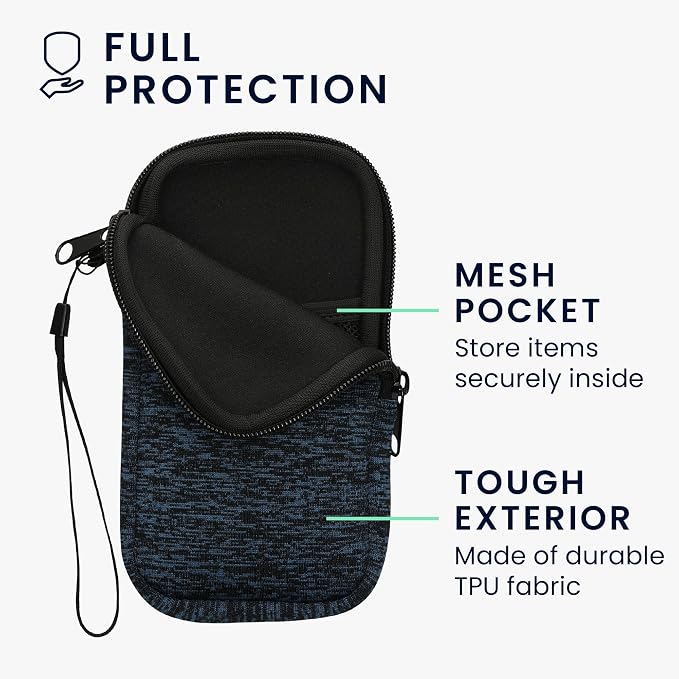 kwmobile Universal Phone Pouch Size XL - 6.7/6.8" - Neoprene Smartphone Pouch with Zip - Water-Repellent Mobile Phone Case - Sleeve in Deep Ocean/Black - Image 3