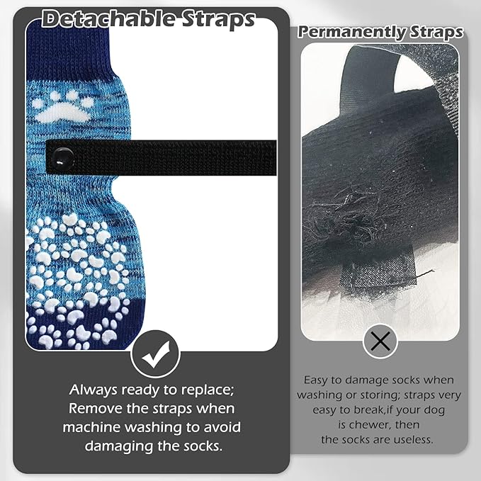 EXPAWLORER Anti Slip Dog Socks to Prevent Licking Paws, Dog Shoes for Hot Pavement, Dog Booties for Small Medium Large Senior Dogs, Traction Control Boots & Paw Protectors for Hardwood Floors - Image 5