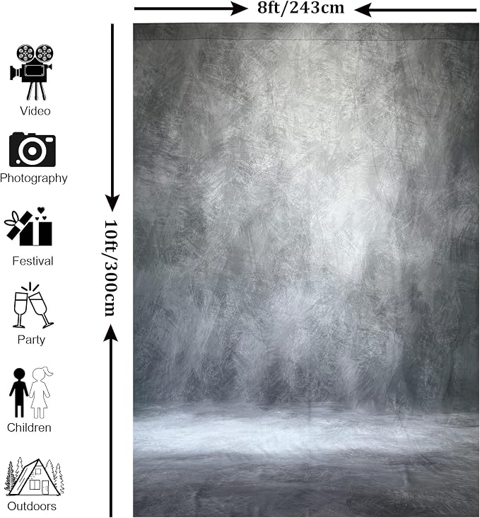 Abstract Photography Backdrop for Photoshoot 8x10ft,Grey,No Stand | Professional,Polyester Fabric,Roller Pocket on Top,Vintage Portrait Photo Props Booth Background,Photoshoot Studio - Image 4