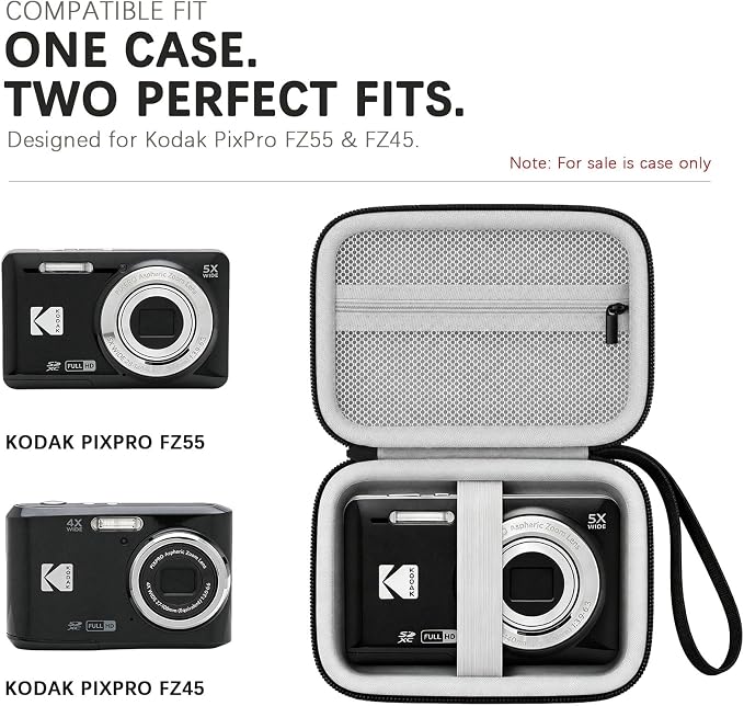 Camera Carrying Case for KODAK PIXPRO FZ55/ FZ45 Digital Camera | Camera Storage Case. Hard Protective Bag With Mesh Pocket Fits Batteries Cable Memory Card Card Reader, Black+ Grey - Image 2